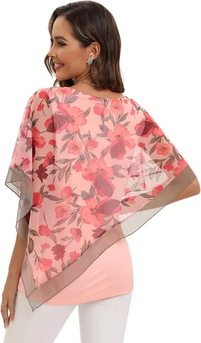 Miniatura 2 de SeSe Code Blusas elegantes de malla para mujer, poncho fluido, camisas casuales elegantes