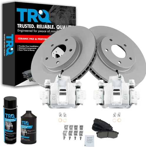 TRQ Juego de pastillas de freno y rotor de rendimiento trasero Kit químico de freno Pastillas de freno Rotores de freno Cerámica Premium G-Coated