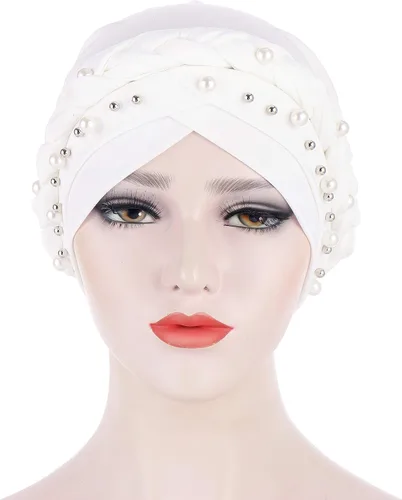 Miniatura 5 de Fxhixiy Hijab - Gorro de turbante con perlas para mujer, bufanda para la cabeza, gorro de quimioterapia, bandana