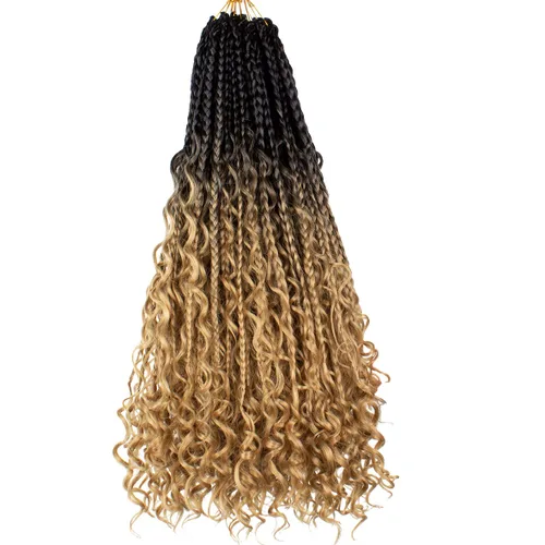 Miniatura 52 de Beverlee Goddess Box - Trenzas de ganchillo de 8 pulgadas, 8 paquetes de trenzas de ganchillo bohemias, extremos rizados, pelo sintético rizado