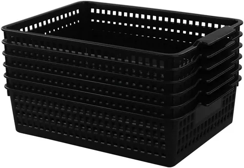 Begale Paquete de 6 cestas de almacenamiento de escritorio para suministros de oficina, organizador de archivos, cartas y documentos, color negro