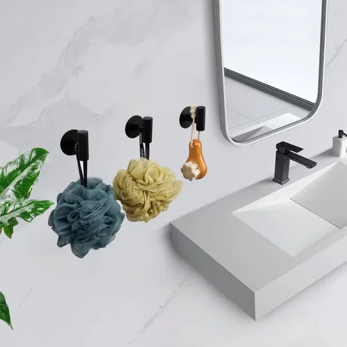 Miniatura 6 de TocTen Gancho para toalla de baño, gancho fuerte autoadhesivo para bata, SUS 304 acero inoxidable, se pega en la pared, gancho para abrigos/ropa sin