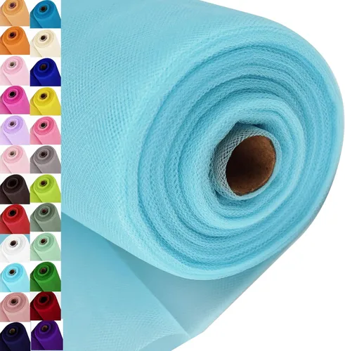 Miniatura 20 de Rollos de tela de tul, 54 pulgadas por 10 yardas (30 pies), cinta de tul para decoración de fiestas de boda, rollo de tela transparente en bobina