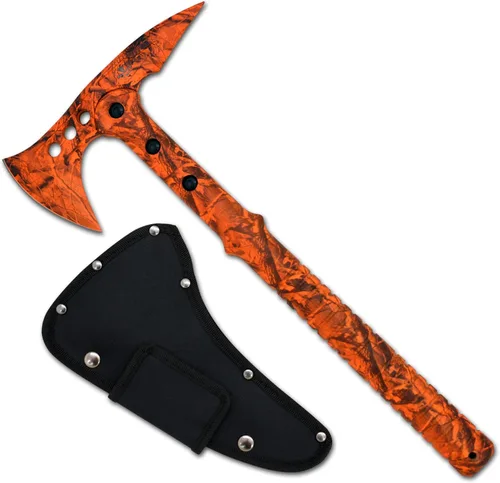 Snake Eye Tactical Hacha de lanzamiento Tomahawk - Hacha táctica de lanzamiento con funda y hacha de lanzamiento de competencia (camuflaje naranja)