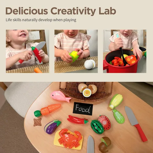 Miniatura 3 de GILOBABY Accesorios de cocina para niños - Juego completo de juguetes de cocina con ollas, sartenes y utensilios para niños pequeños de 1 a 3 años