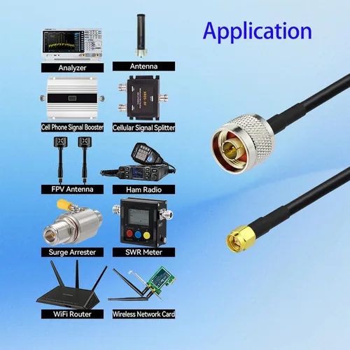 Miniatura 2 de Superbat Cable adaptador SMA a N de 12 pies de baja pérdida N macho a SMA macho con conectores resistentes a la intemperie, cable RG58 de 50 ohmios
