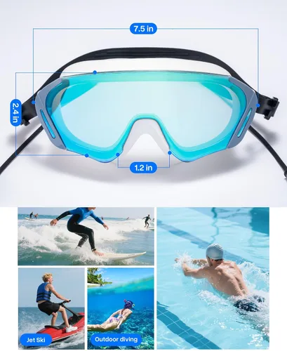 Miniatura 6 de Gafas de natación Espejo deslumbrante (rosa+blanco)