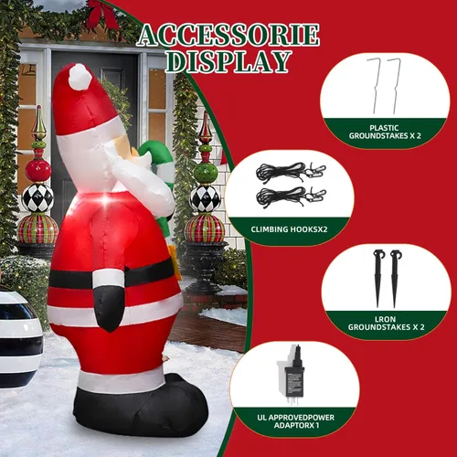 Miniatura 4 de Papá Noel inflable de 4 pies de Navidad lindo con luces LED incorporadas, decoración inflable de Navidad para interiores y exteriores, gran