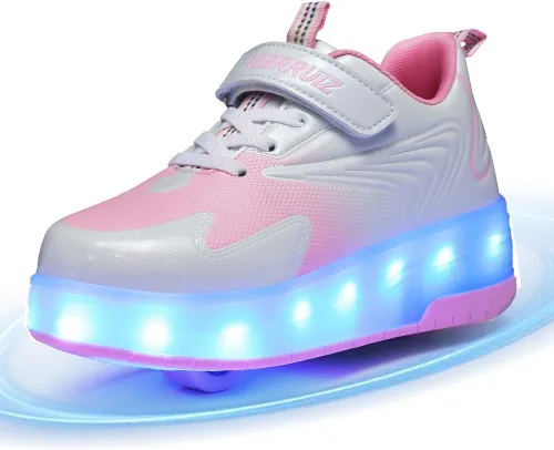 Miniatura 14 de Zapatos para niños con ruedas - 4 en 1 Zapatos con ruedas iluminados con luces LED recargables por USB para regalos de Navidad y escuela