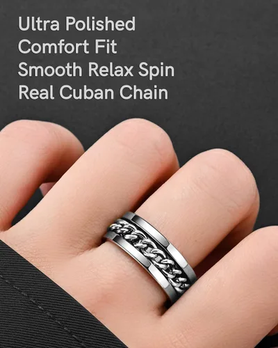 Miniatura 40 de King Ring 8mm Spinner Ring – Fidget Ring for Men & Women – Designed in USA