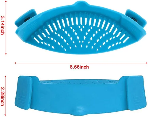 Miniatura 7 de DaKuan - Colador a presión, 2 paquetes de colador de manos libres con clip, resistente al calor, boquilla para pasta, fideos vegetales, olla y sartén