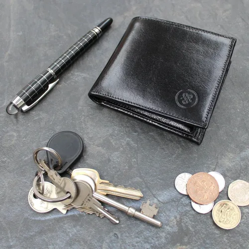 Miniatura 6 de Maxwell Scott - Cartera plegable de piel de lujo para hombre The Vittore Billetera clásica para recibos, Negro