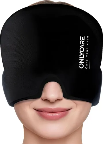 Miniatura 14 de ONLYCARE Gorro de alivio para migraña, máscara calmante para migraña, envoltura de gel de hielo para cabeza sin olor mejorada, terapia de frío