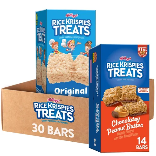 Miniatura 13 de Rice Krispies Treats Cuadrados de Arroz Crujiente, Barras de Aperitivos, Mantequilla de Maní Chocolateada, Caja de 10.8oz (14 Unidades)