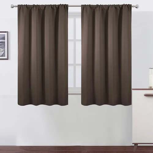 Miniatura 35 de LEMOMO Cortinas opacas negras para cocina, 42 x 45 pulgadas, juego de 2 paneles de cortinas opacas con bolsillo para cortinero para ventana pequeña