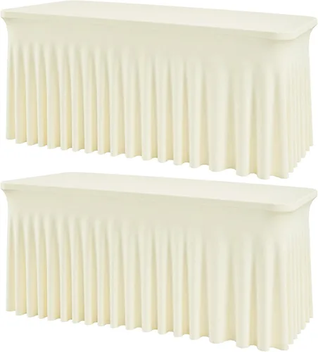 Miniatura 31 de Mantel rectangular de elastano negro, funda elástica ajustada para mesas rectangulares de 1,8 m, falda de mesa elástica sin arrugas para decoración