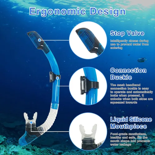 Miniatura 4 de TUDIVING Equipo de esnórquel para adultos, máscara de natación antivaho con vista panorámica, kit de esnórquel con parte superior seca, juego