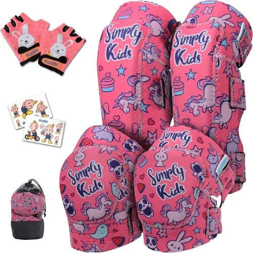 Miniatura 21 de Rodilleras y coderas para niños de estilo suave con guantes de bicicleta, equipo flexible resistente a los impactos para edades de 2 a 11 años