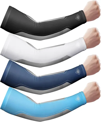 Miniatura 8 de JenPen 4 Pair Arm Sleeves UV Cooling Sun Protection Arm Sleeves Sports Compression for Men to Cover Tattoo