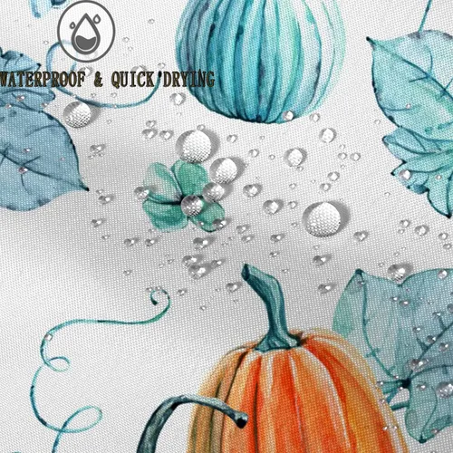 Miniatura 4 de Cortina de ducha de calabaza otoñal, cosecha de otoño, cortina de baño de calabaza azul amarilla de Acción de Gracias, decoración de bañera
