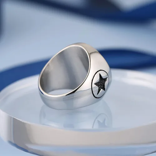 Miniatura 2 de HZMAN Supernatural Devils Trap Symbol Sigil Stainless Steel Ring Pentagram Anti Possession