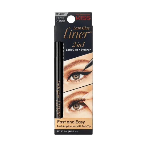 KISS Lash GLUEliner - Adhesivo de pestañas 2 en 1 con punta de fieltro y delineador de ojos, acabado mate, aplicación infalible, fácil de retoque,