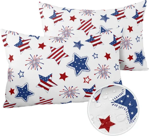 Miniatura 12 de Funda de almohada de invierno para exteriores, diseño de muñeco de nieve, pino, rosa, impermeable, paquete de 2 fundas de almohada con copos
