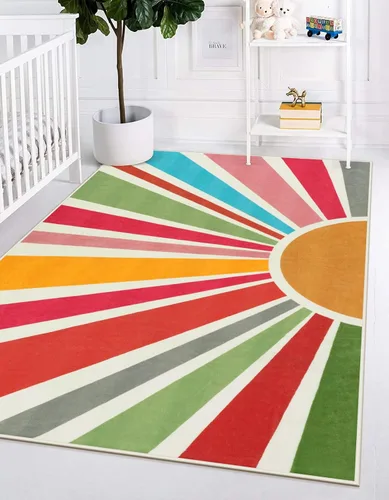 Miniatura 13 de STARUIA - Alfombra Boho Lavable de 3'x5', Alfombra de Área para Niños para Sala de Juegos, Alfombras Coloridas para Niños para Dormitorio, Alfombra