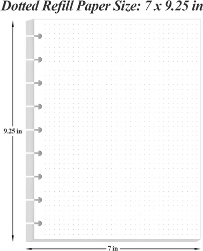 Miniatura 3 de Papel de rellenado de cuadrícula punteada de argolla clásico, insertos pre-perforados de Happy Planner de 9 argollas, papel de hoja suelta de 100