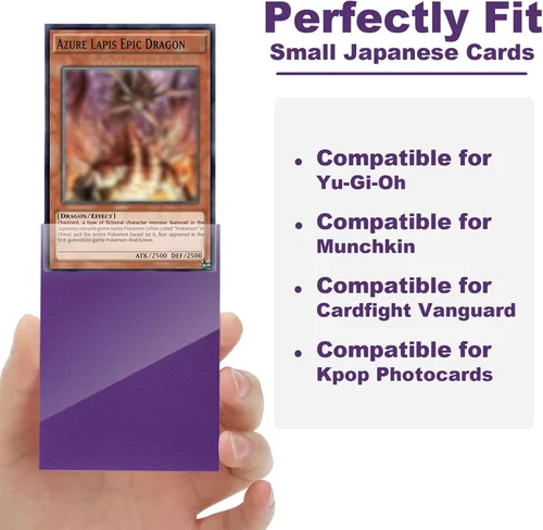 Miniatura 5 de Paquete de 200 fundas para tarjetas color morado compatibles con fundas para tarjetas Yu-gi-oh, fundas japonesas para tarjetas pequeñas, fundas