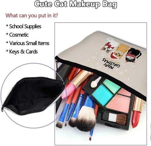 Miniatura 2 de Bolsa de maquillaje de viaje para gatos, organizador de cosméticos de gatos de dibujos animados, bolsas de maquillaje divertidas, regalos Gato