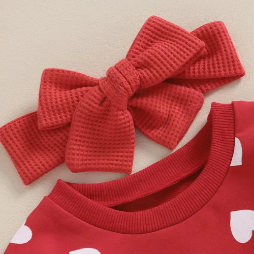 Miniatura 46 de SOLILOQUY Traje de manga larga con cuello redondo para el primer día de San Valentín para bebé niño y niña, mameluco de corazón de amor