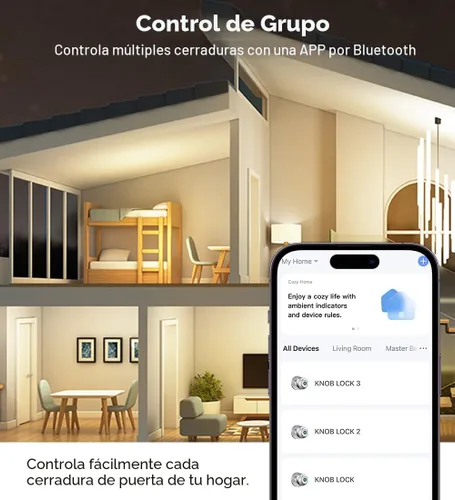 Miniatura 7 de KLLOQUE Cerradura de puerta de huellas dactilares, perilla inteligente de puerta de huellas dactilares con cerradura, cerraduras de puerta