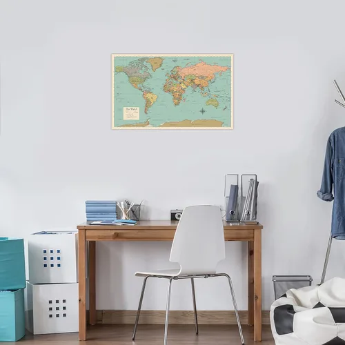 Miniatura 7 de Paquete de 2 pósteres de mapa del mundo y gráfico de mapa de Estados Unidos [bronceado/color] (laminado, 18 x 29 pulgadas)