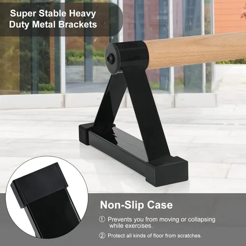 Miniatura 3 de Barras de flexiones de madera, barras paraletas, barras antideslizantes para parada de manos para calistenia, fitness, entrenamientos de piso, Negro