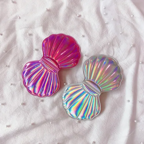 Miniatura 5 de Beavorty Espejo compacto plegable con forma de concha, juego de 2 espejos de maquillaje portátiles de doble cara, mini espejos cosméticos