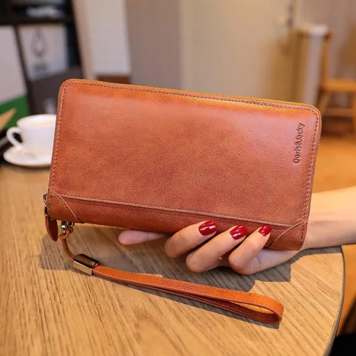 Miniatura 2 de DORISJACKY Cartera de cuero para mujer con bloqueo RFID gran capacidad cremallera alrededor de las bolsas de viaje