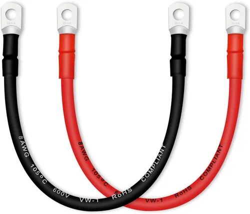 Miniatura 18 de Cable de batería, cables de batería 2 AWG con terminales, 2 cables de batería de cobre (1 pie).