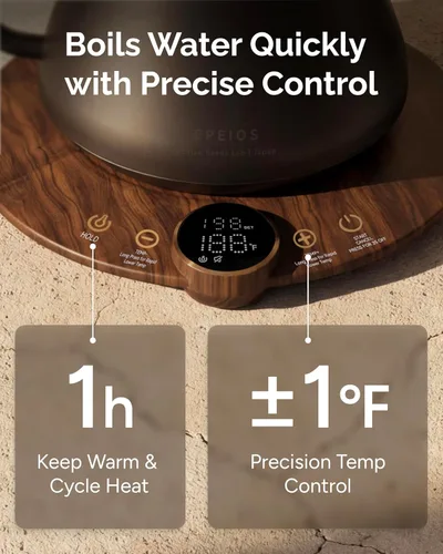 Miniatura 9 de INTASTING - Hervidor eléctrico de cuello de cisne, control de temperatura ±1℉, interior de acero inoxidable, calentamiento rápido, para café por