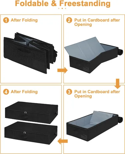 Miniatura 8 de Contenedor de almacenamiento para debajo de la cama, paquete de 3 bolsas de almacenamiento debajo de la cama con tapa, organizador de almacenamiento
