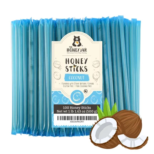 Miniatura 15 de The Honey Jar Palitos de miel lisos, pajitas de miel pura para el té, café o un placer saludable, una cucharadita de miel saborizada por barra