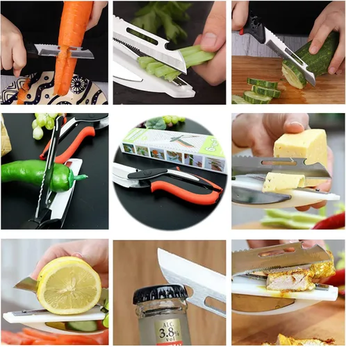 Miniatura 9 de Tijeras de verduras y cortador de alimentos - Tijeras de cocina con tabla de cortar, cortador rápido, picador para carne y verduras