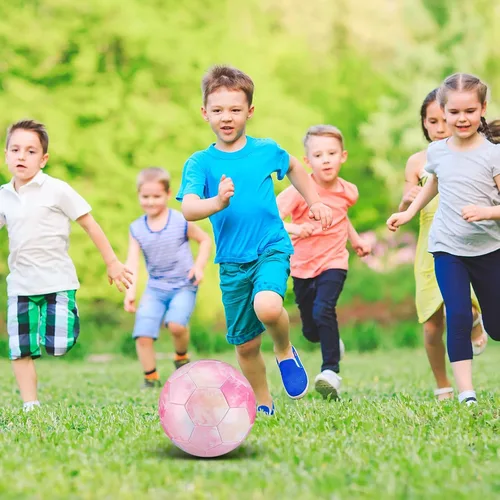 Miniatura 5 de HyDren Balón de fútbol para niños, tamaño 3 con inflador, oficial de dibujos animados, duradero, deportes al aire libre, interiores, juego