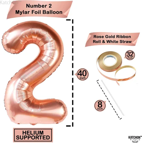 Miniatura 2 de Globo de número (0 a 9) color oro rosa con globos de confeti