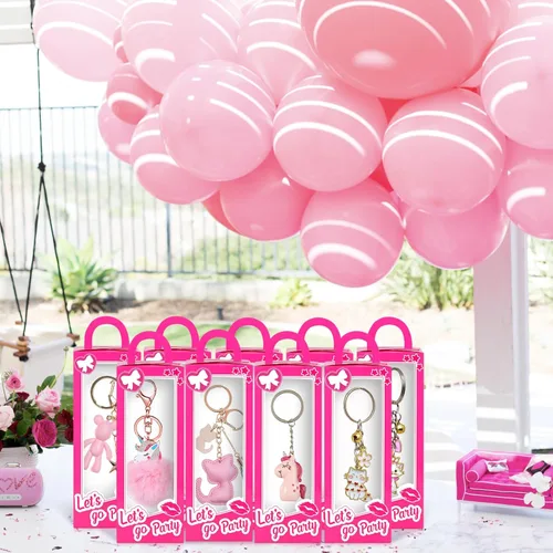 Miniatura 7 de CrazyJan 12 cajas de regalo de fiesta rosa para niñas, cajas de regalo de muñeca rosa intenso, despedida de soltera, decoración de fiesta