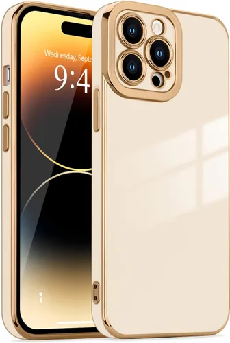 Miniatura 30 de Lafunda Diseñada para iPhone 13 Pro, fundas lujosas con chapado lindo para mujeres y niñas, elegante borde dorado, a prueba de golpes, TPU con funda