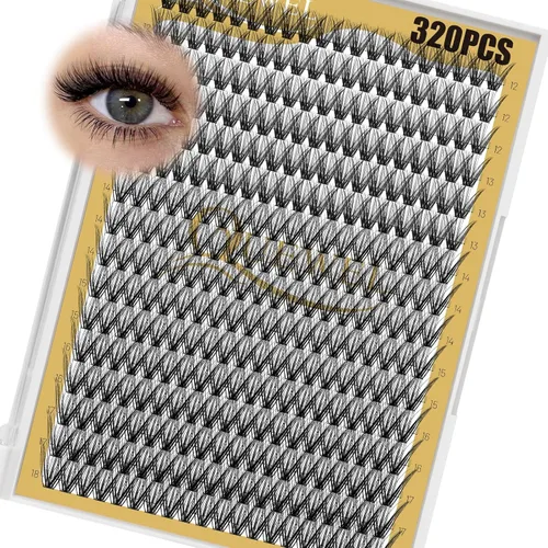 Miniatura 41 de QUEWEL 580 racimos de pestañas 30D+40D+50D+60D+80D+100D racimos de pestañas wispy de 10-18mm, pestañas individuales en racimo reutilizables