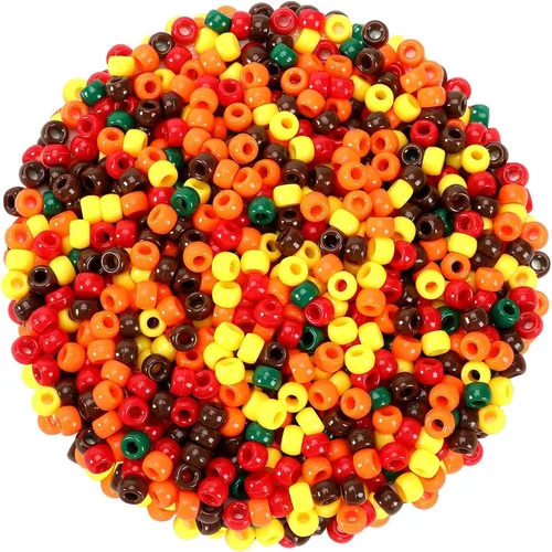 UPINS 1200 cuentas de pony de otoño, cuentas de pony de Acción de Gracias para cabello, Acción de Gracias, suministros de decoración de fiesta de