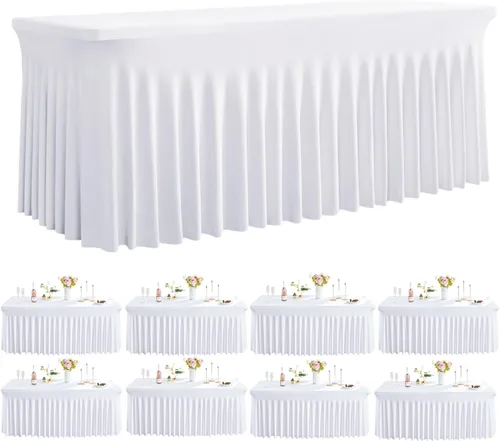Miniatura 41 de Outpain - 4 paquetes de mantel de elastano de 6 pies para mesas plegables estándar - Mantel de mesa rosa bebé, protector de mesa para fiesta, boda
