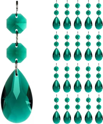 Miniatura 18 de 20 piezas de 1.496 pulgadas (1.496 in) con forma de lágrima, cristales de repuesto para atrapasoles de cristal conectados, cuentas octágonas, adorno